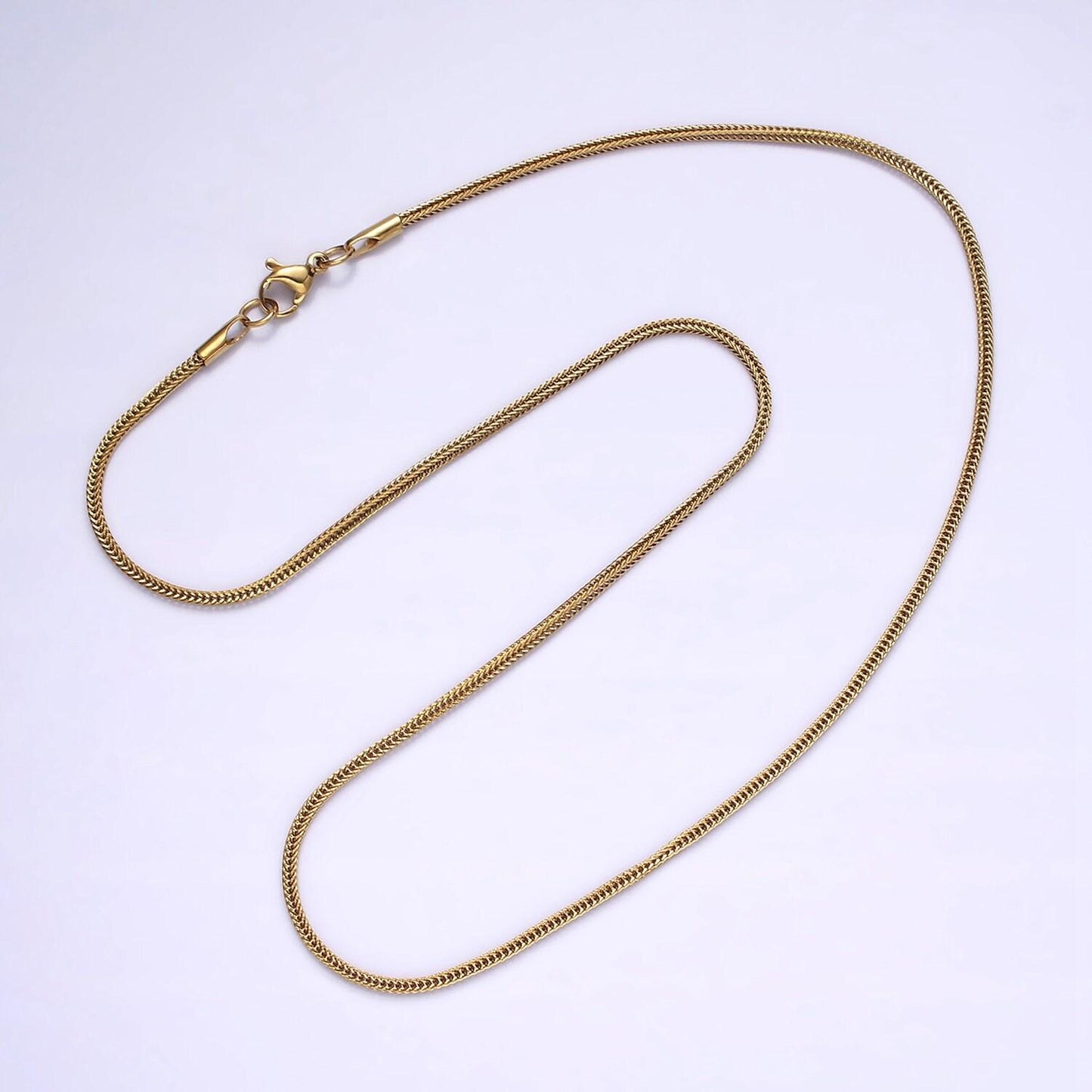 Stainless steel 1.5mm fox tail minimalist 18 inch layering chain necklace | wa-2019