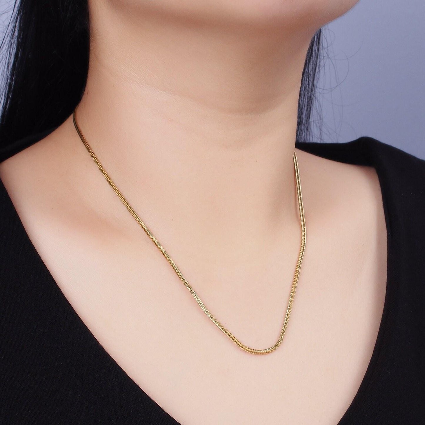 Stainless steel 1.5mm fox tail minimalist 18 inch layering chain necklace | wa-2019