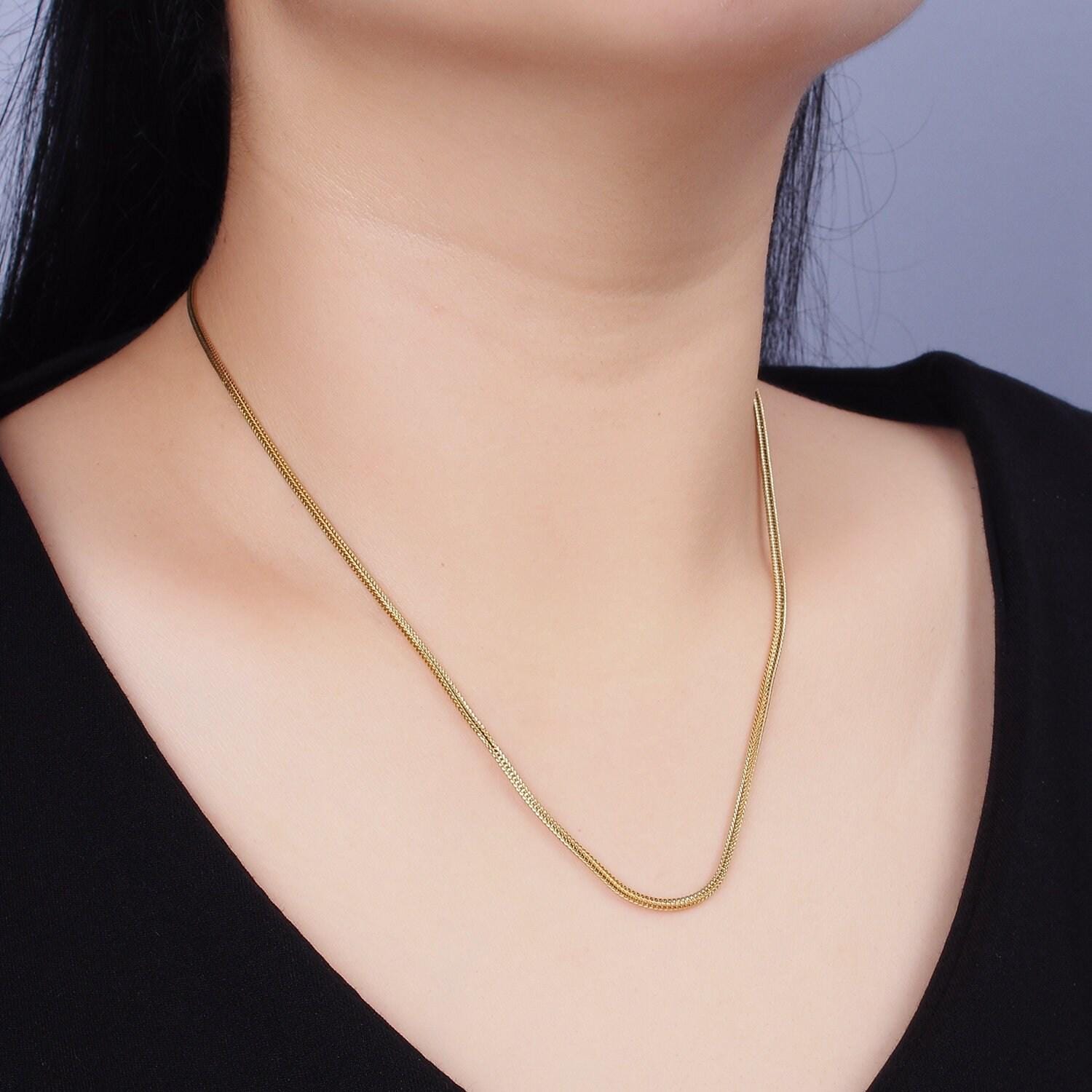 Stainless steel 1.5mm fox tail minimalist 18 inch layering chain necklace | wa-2019