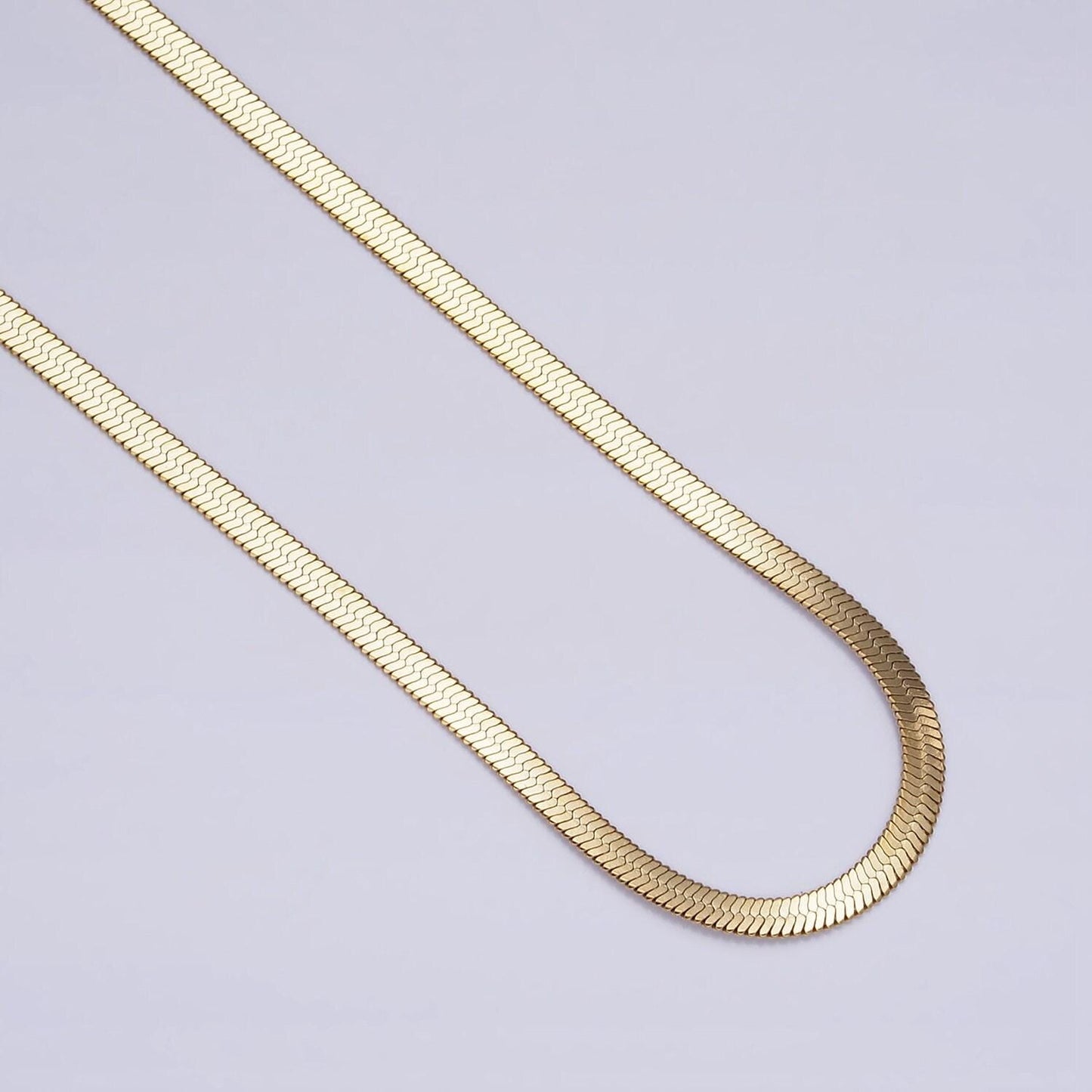 Stainless steel 2mm herringbone 18 inch layering chain necklace | wa-2017