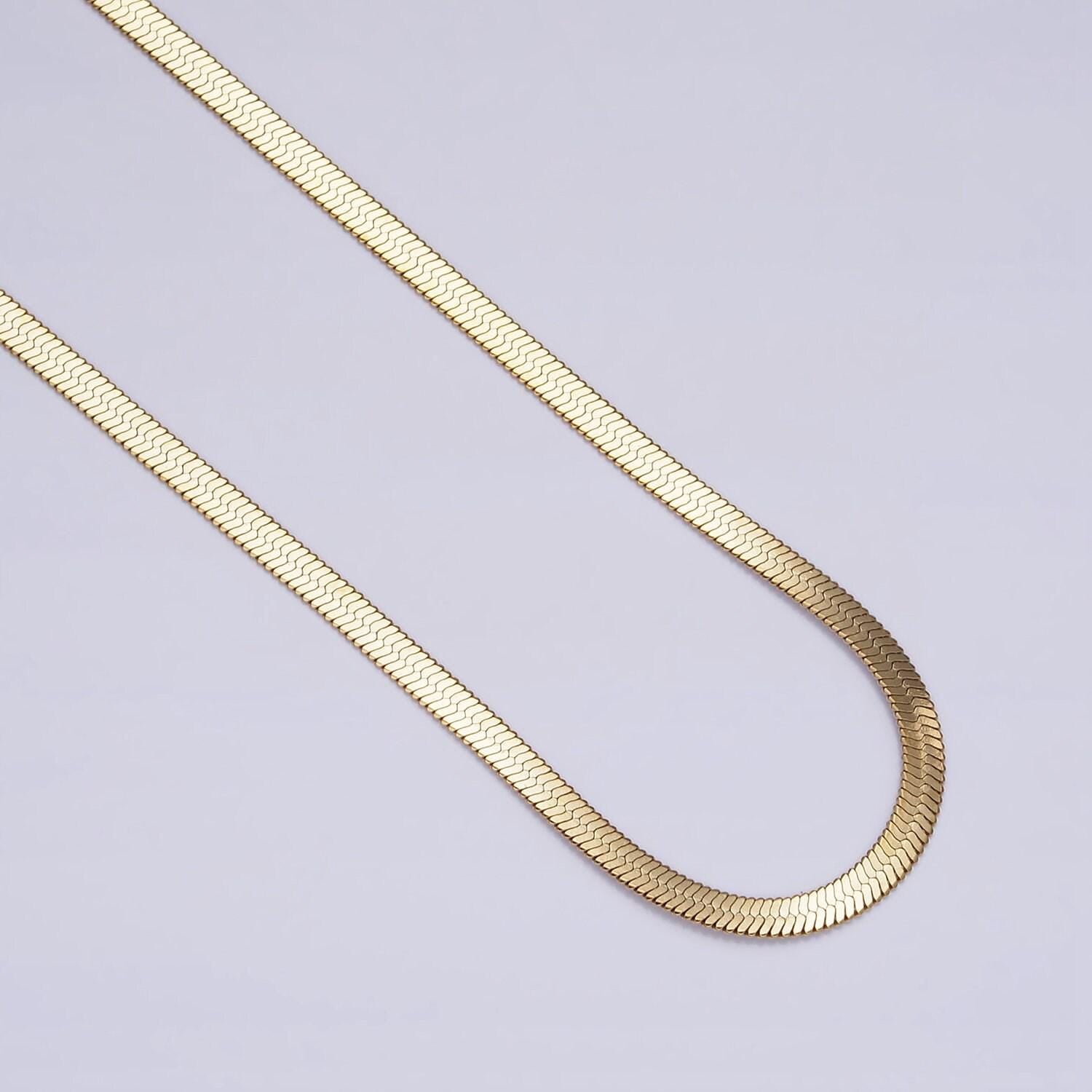 Stainless steel 2mm herringbone 18 inch layering chain necklace | wa-2017