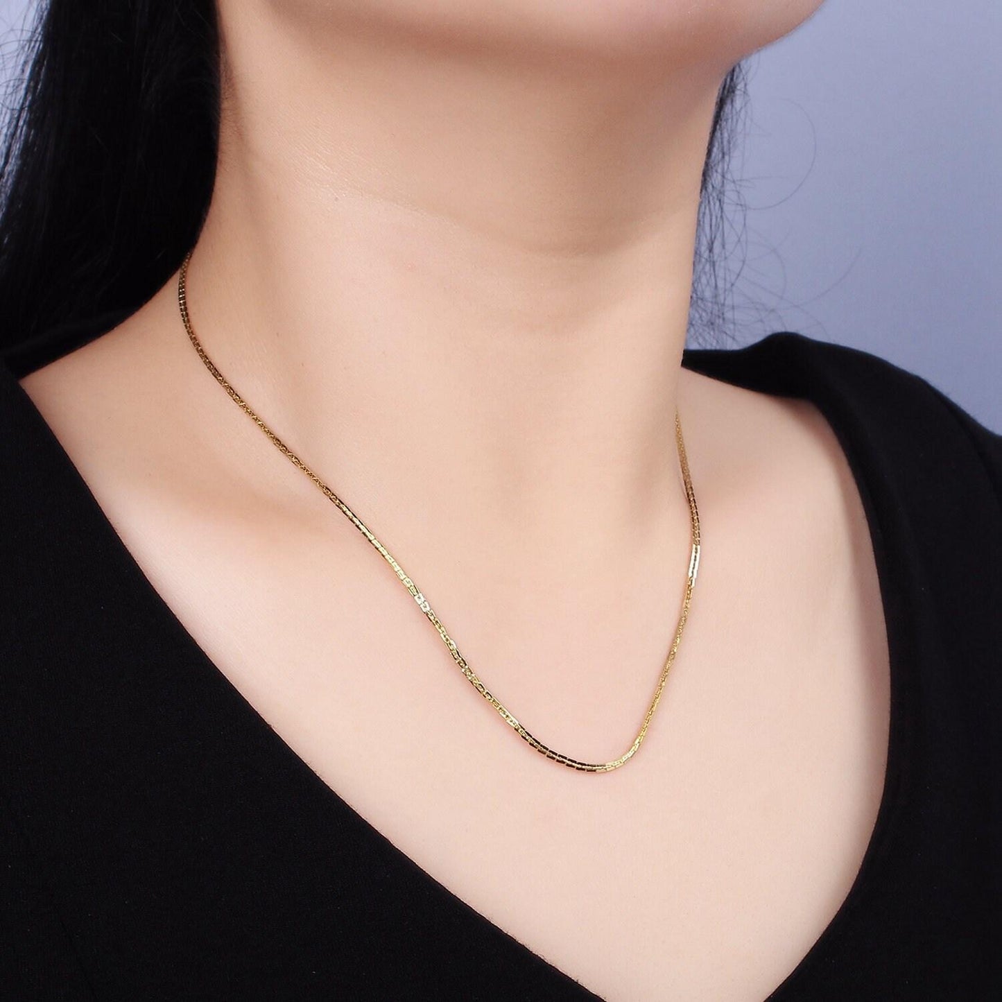 Stainless steel 1.6mm dainty designed square link 18 inch layering chain necklace | wa-2003