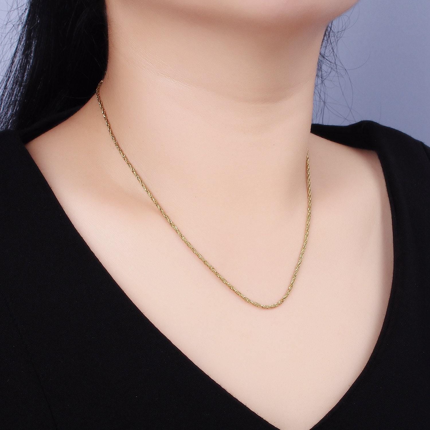 Stainless steel 1.5mm twisted rope 18 inch layering chain necklace | wa-1999