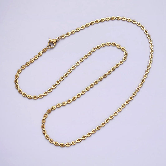 Stainless steel 2.5mm dot designed geometric 17.5 inch layering statement chain necklace | wa-1998