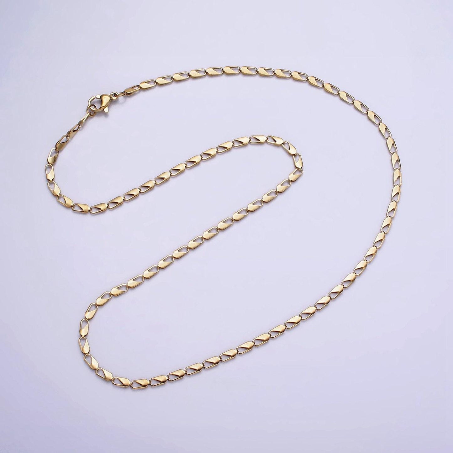 Stainless steel 2.5mm open rectangular link designed 18 inch layering chain necklace | wa-1996