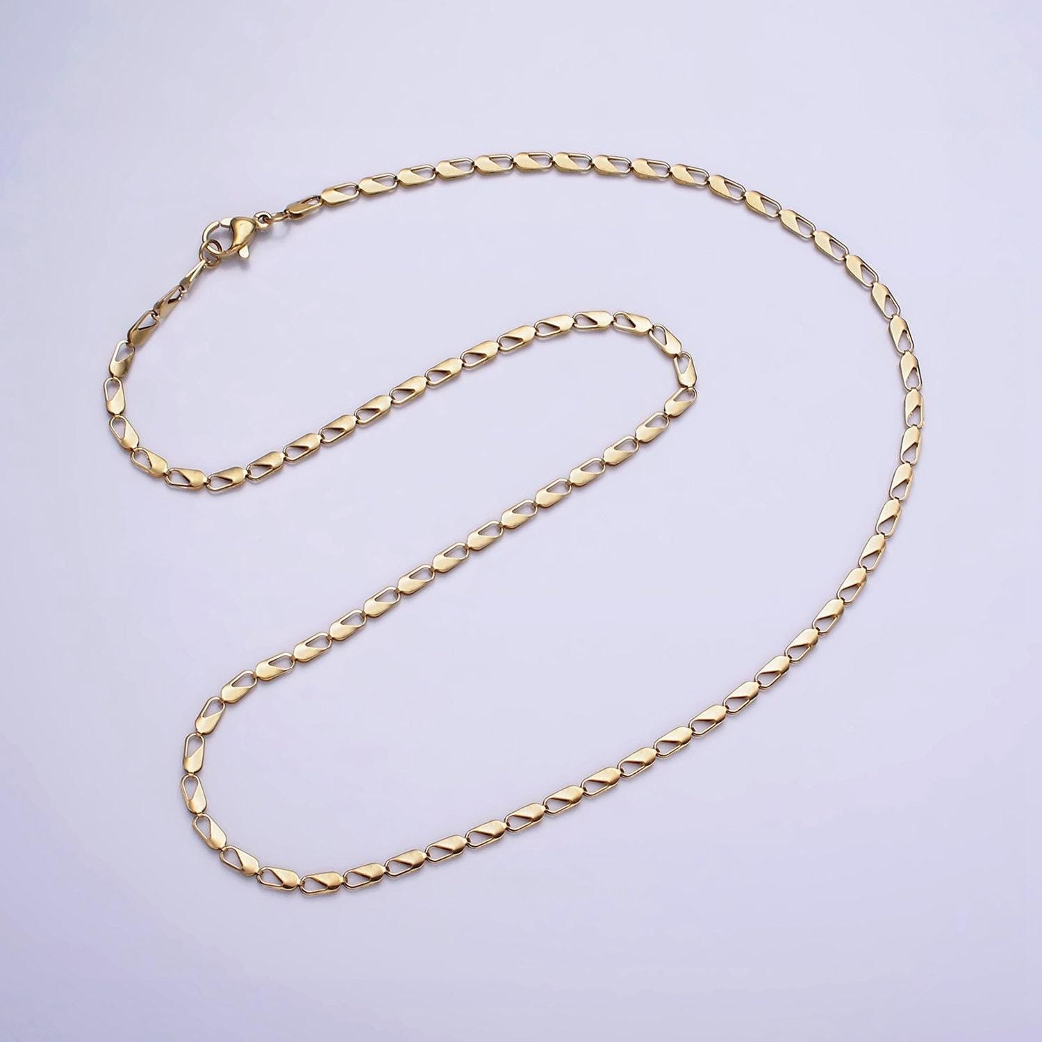 Stainless steel 2.5mm open rectangular link designed 18 inch layering chain necklace | wa-1996