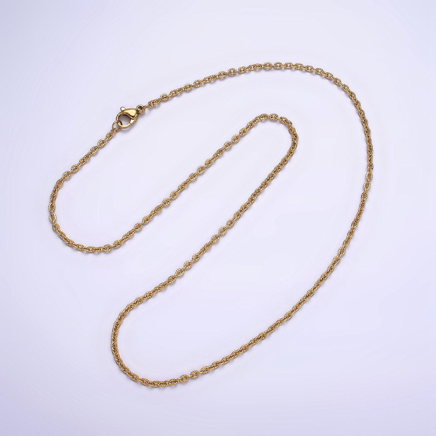 Stainless steel 2mm sunburst cable 18 inch layering chain necklace in gold & silver | wa-1994 wa-2107