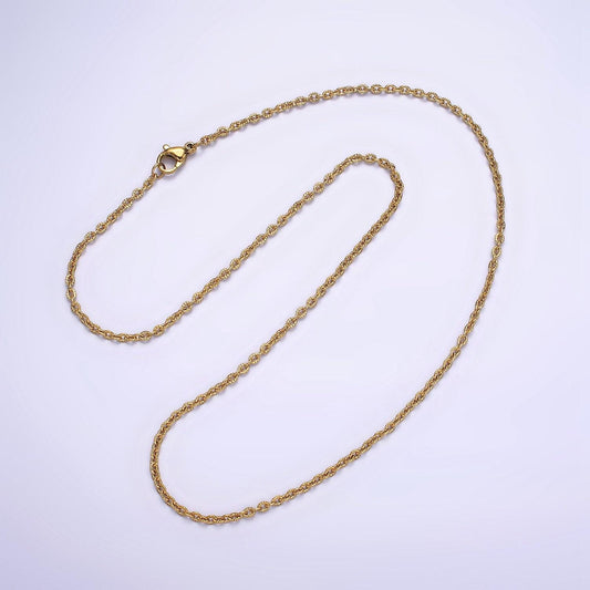 Stainless steel 2mm sunburst cable 18 inch layering chain necklace in gold & silver | wa-1994 wa-2107