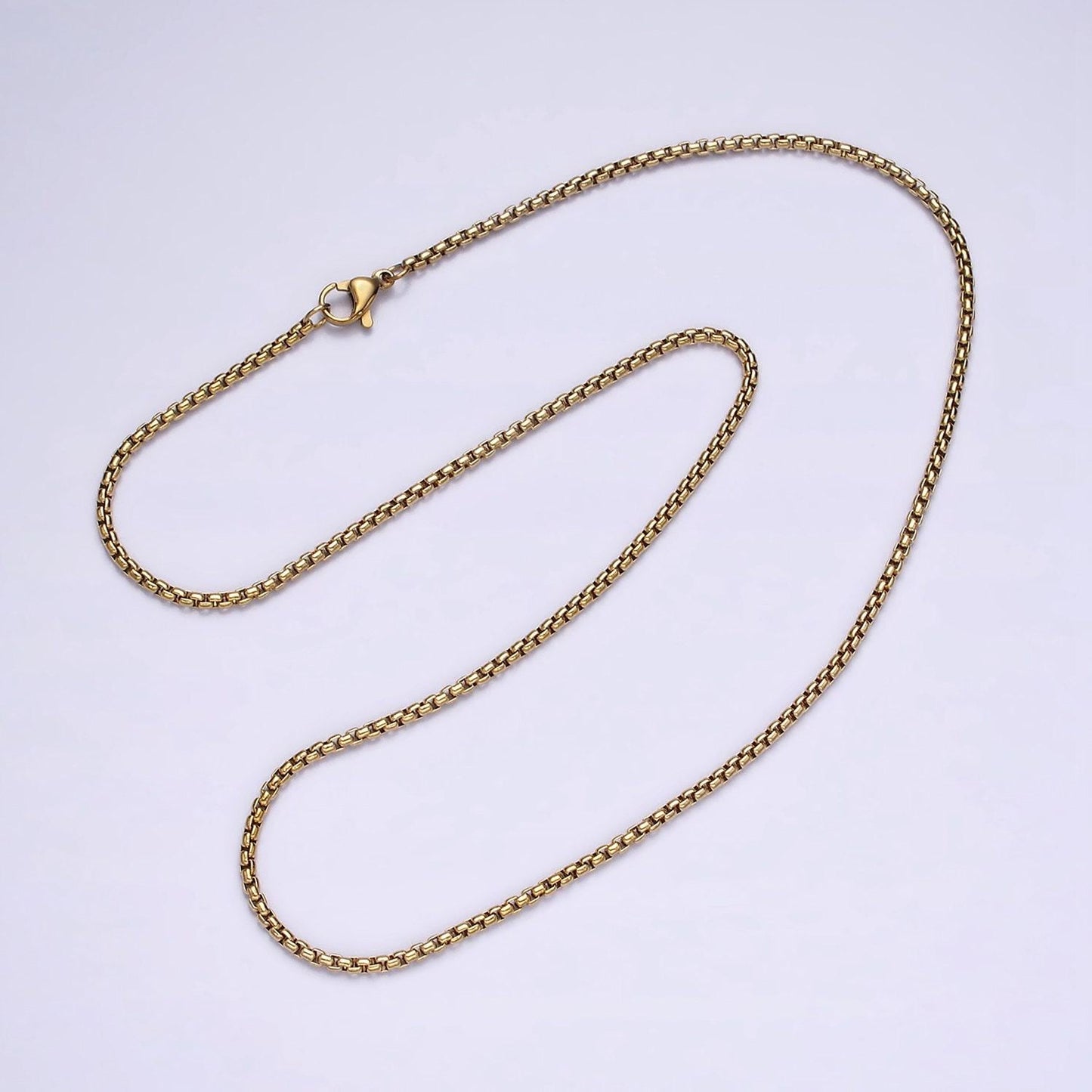 Stainless steel 1.8mm dainty box chain 17.72 layering chain necklace | wa-1992