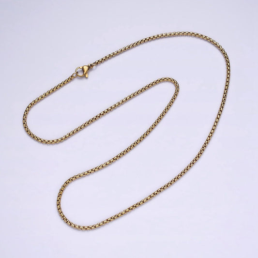 Stainless steel 1.8mm dainty box chain 17.72 layering chain necklace | wa-1992