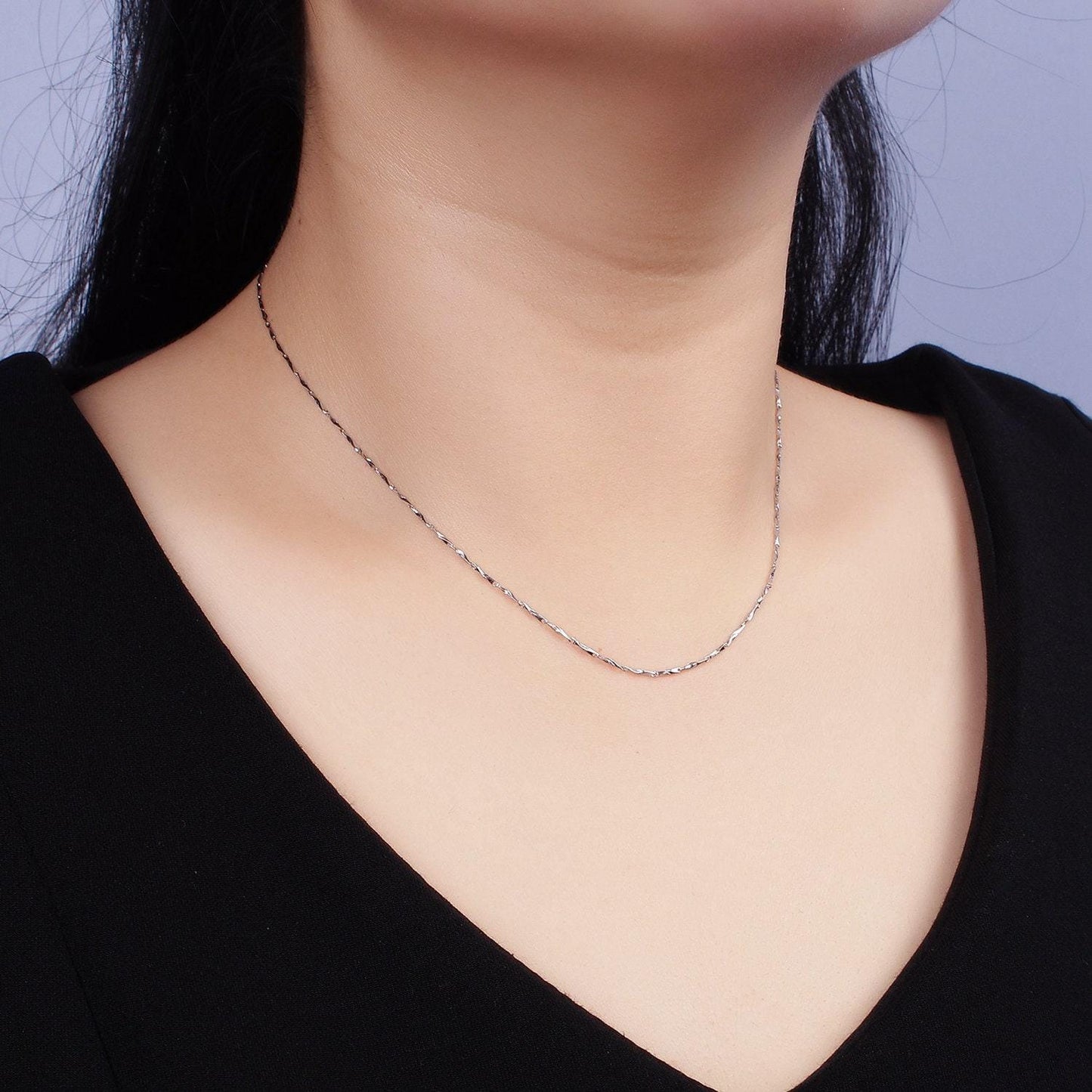 0.8mm 925 sterling silver flat long cable chain necklace tiny necklace chain, dainty silver minimalist jewelry 18 inch | wa-1985