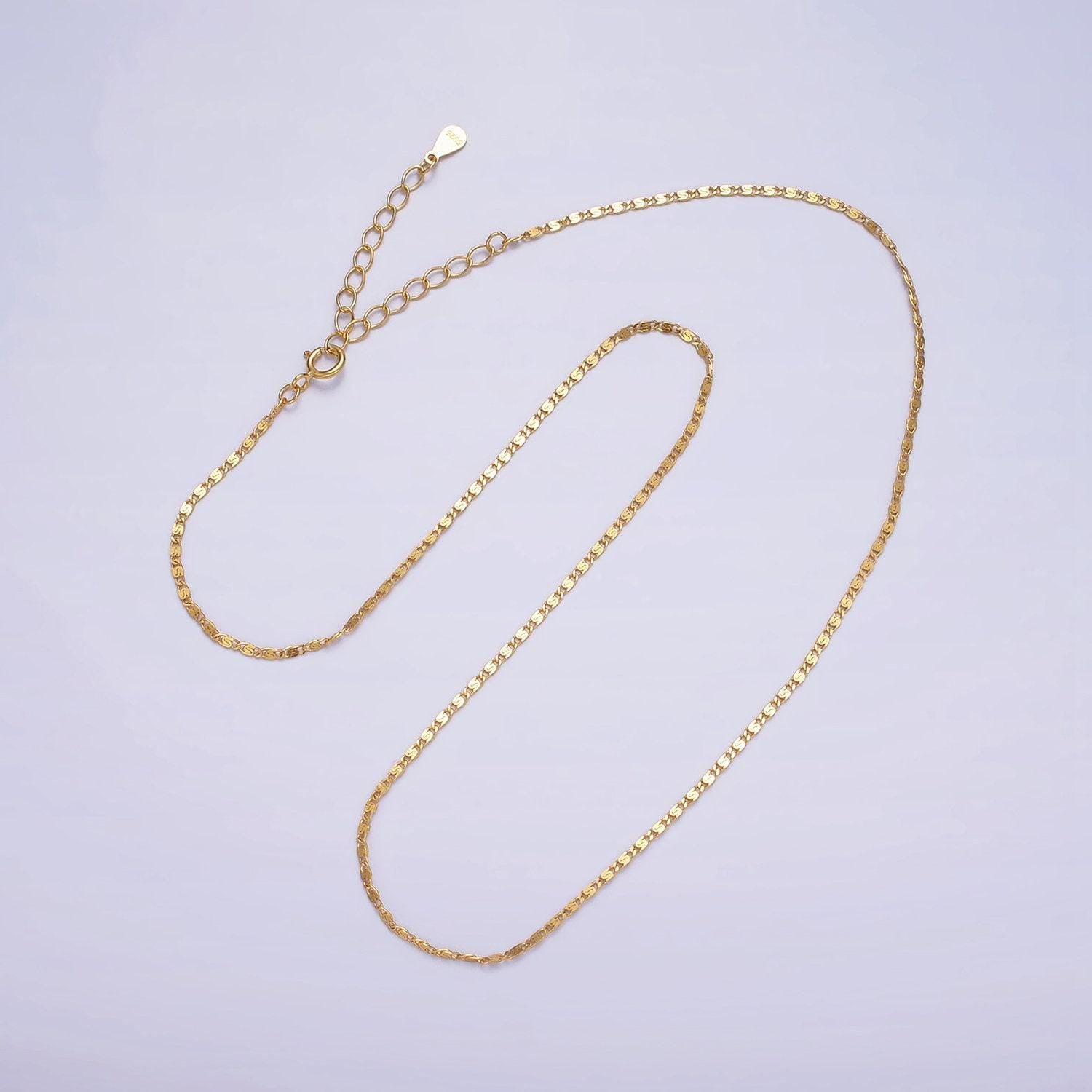24k gold vermeil s925 sterling silver 1.2mm dainty scroll 15.5 inch chain necklace | wa-1984