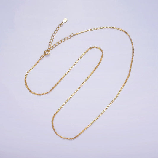 24k gold vermeil s925 sterling silver 1.2mm dainty scroll 15.5 inch chain necklace | wa-1984