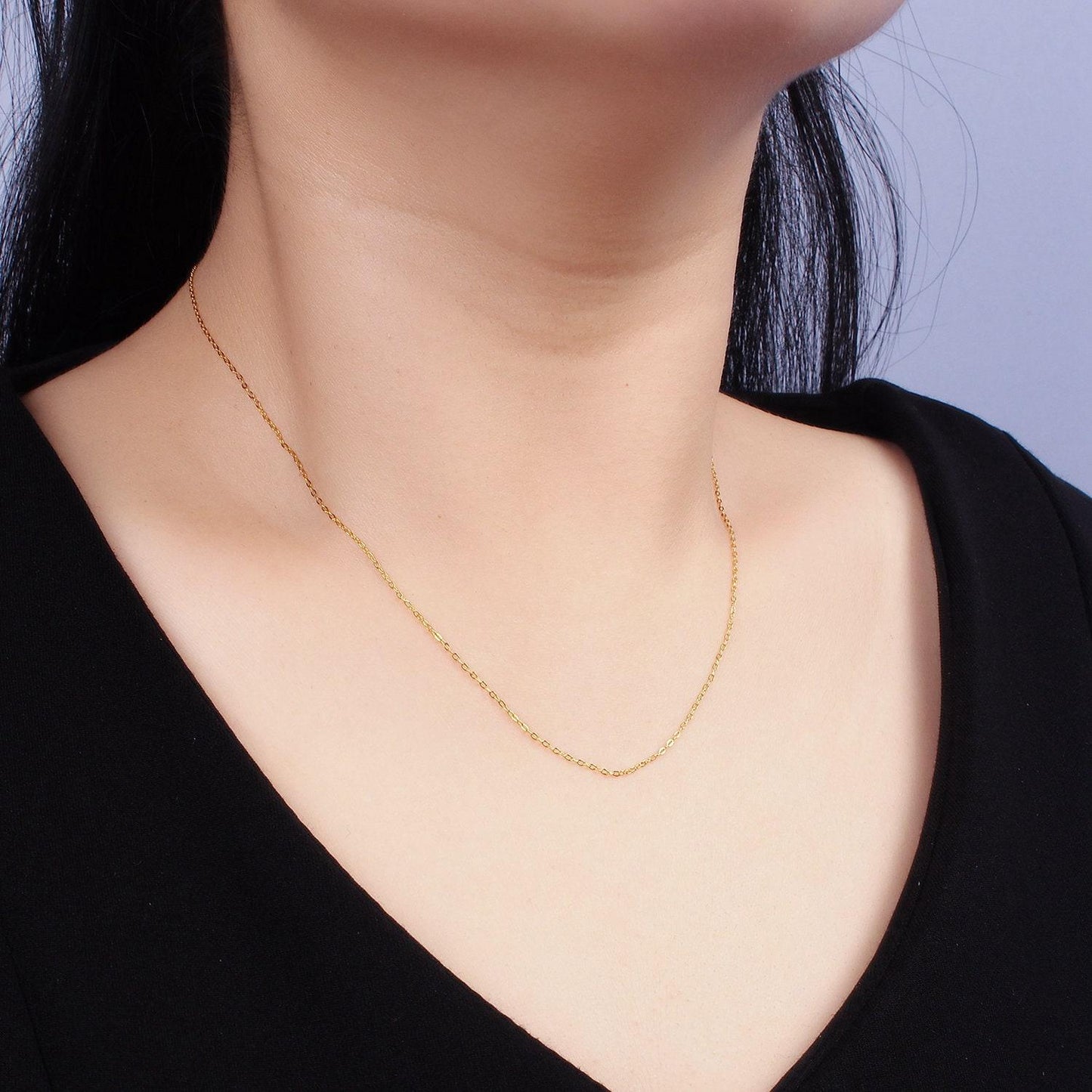 Dainty 24k gold vermeil cable chain necklace 925 sterling silver necklace chain w/ heavy 24k gold plated 15.35 inch | wa1980
