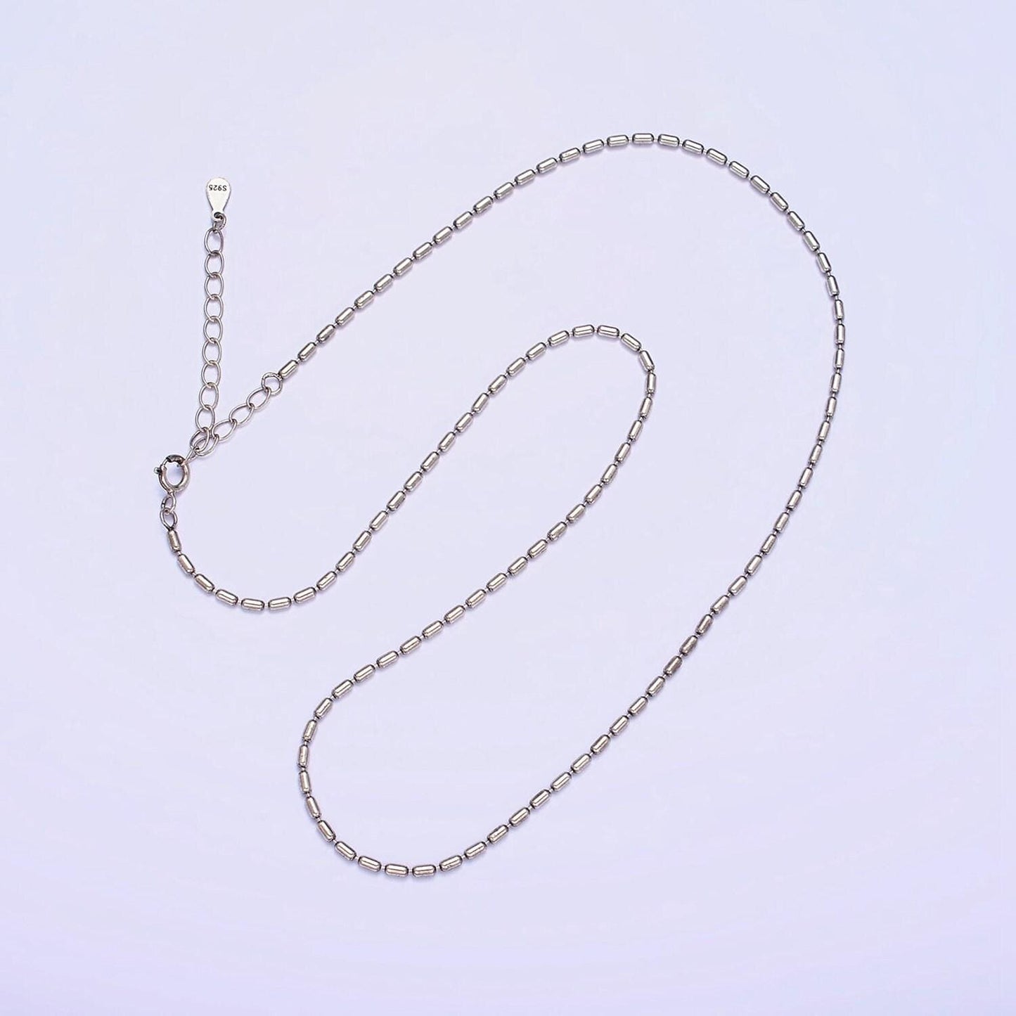 1.4mm tube 925 sterling silver chain necklace tiny cylinder necklace chain, dainty tube cable minimalist jewelry wa-1978