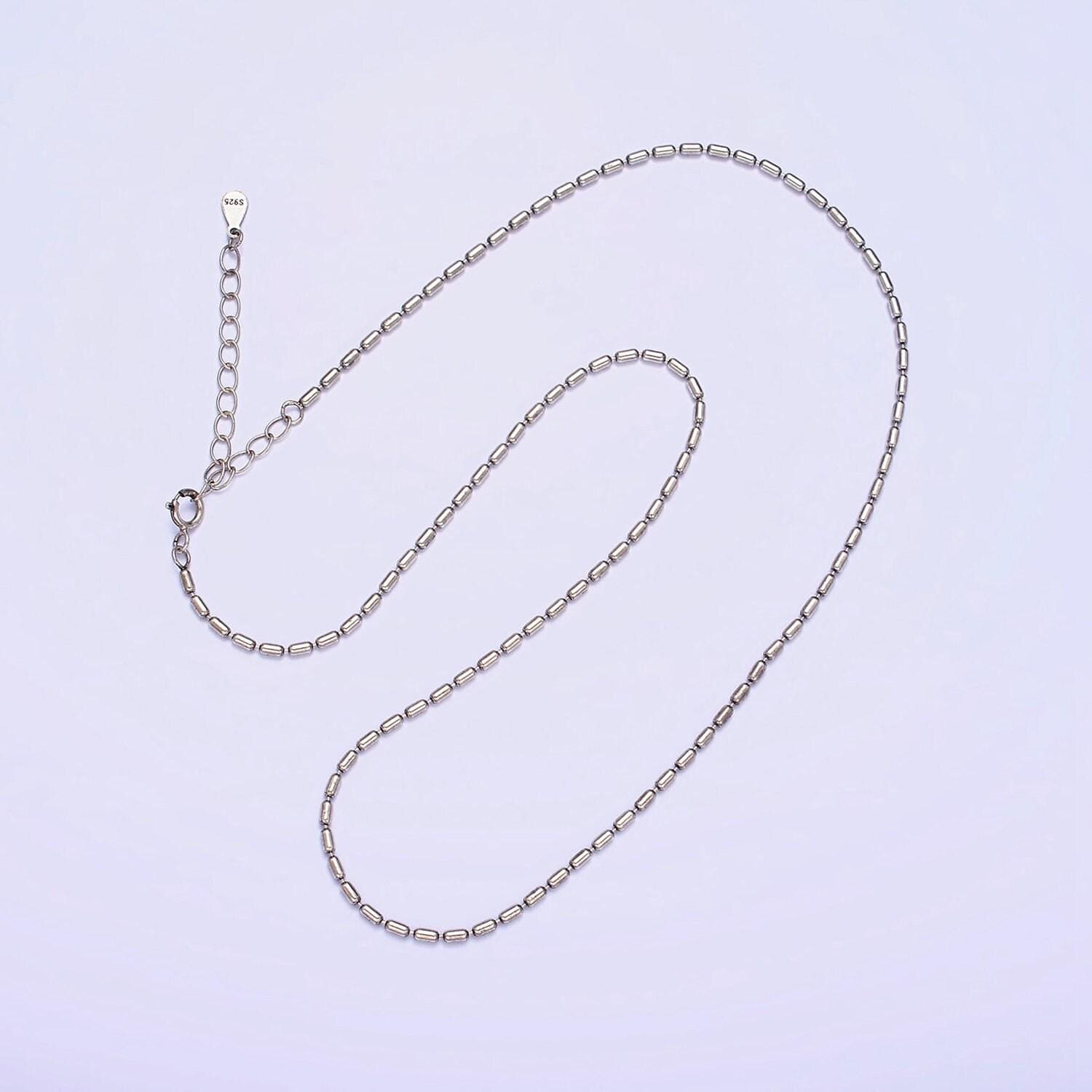 1.4mm tube 925 sterling silver chain necklace tiny cylinder necklace chain, dainty tube cable minimalist jewelry wa-1978
