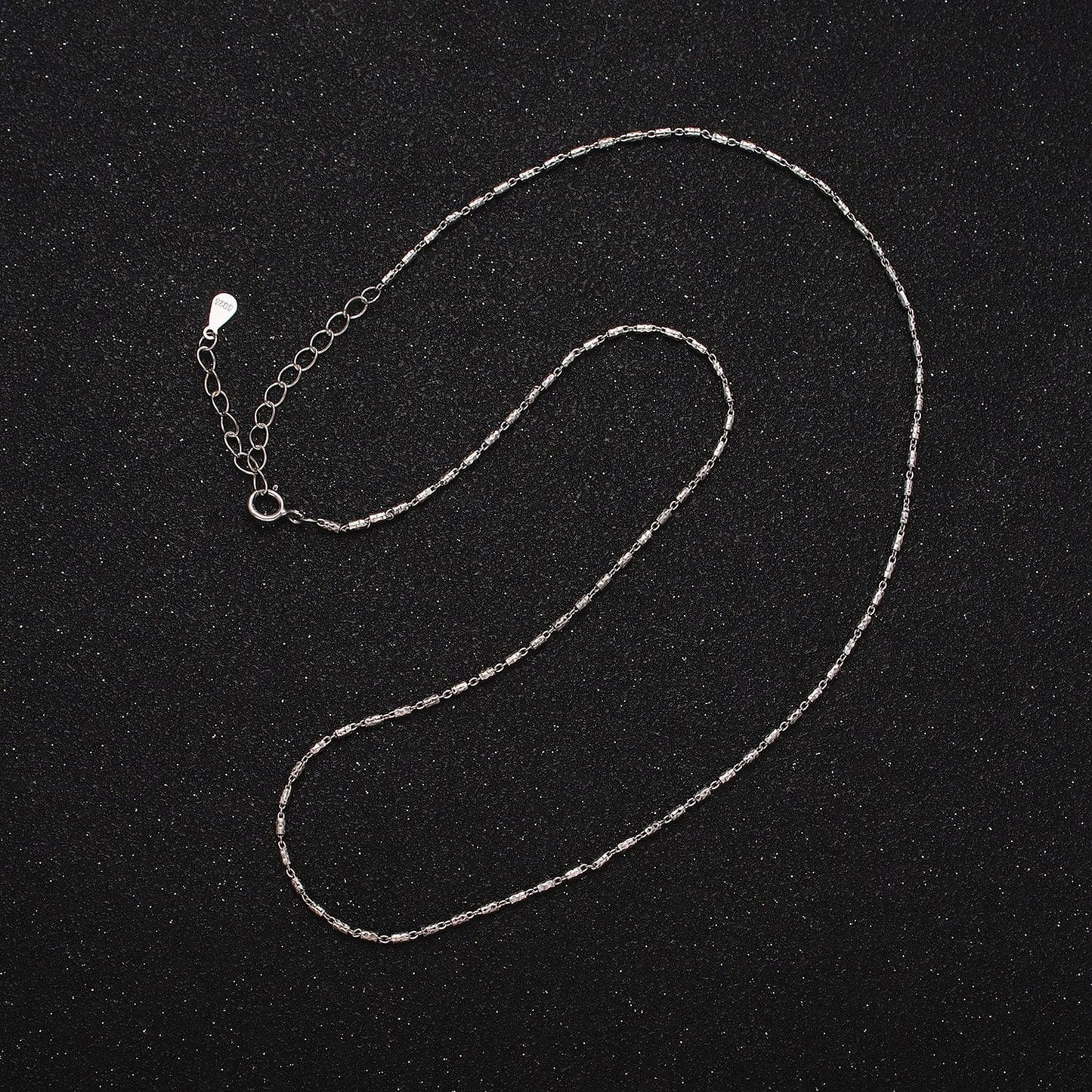 S925 sterling silver 1.3mm dainty tube 15.5 inch chain necklace | wa-1970