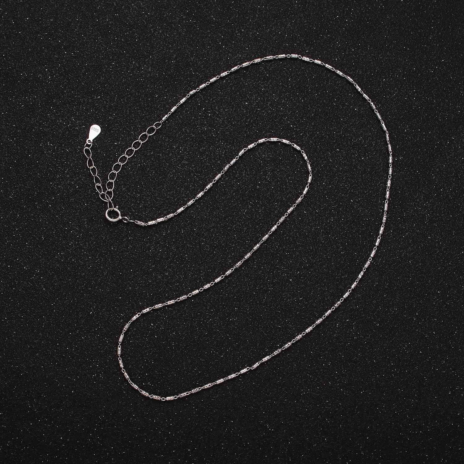S925 sterling silver 1.3mm dainty tube 15.5 inch chain necklace | wa-1970