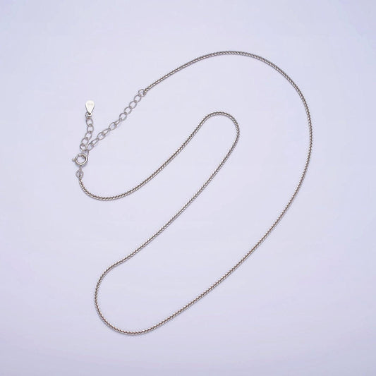 Solid 925 sterling silver 0.7mm thin curb link chain pendant necklace for her ready to wear chain minimalist jewelry wa-1969