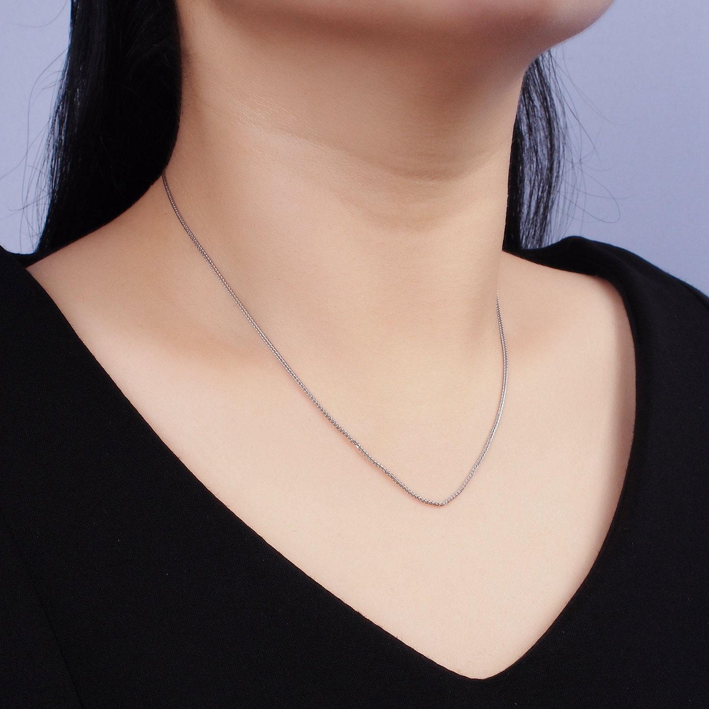 Solid 925 sterling silver 0.7mm thin curb link chain pendant necklace for her ready to wear chain minimalist jewelry wa-1969