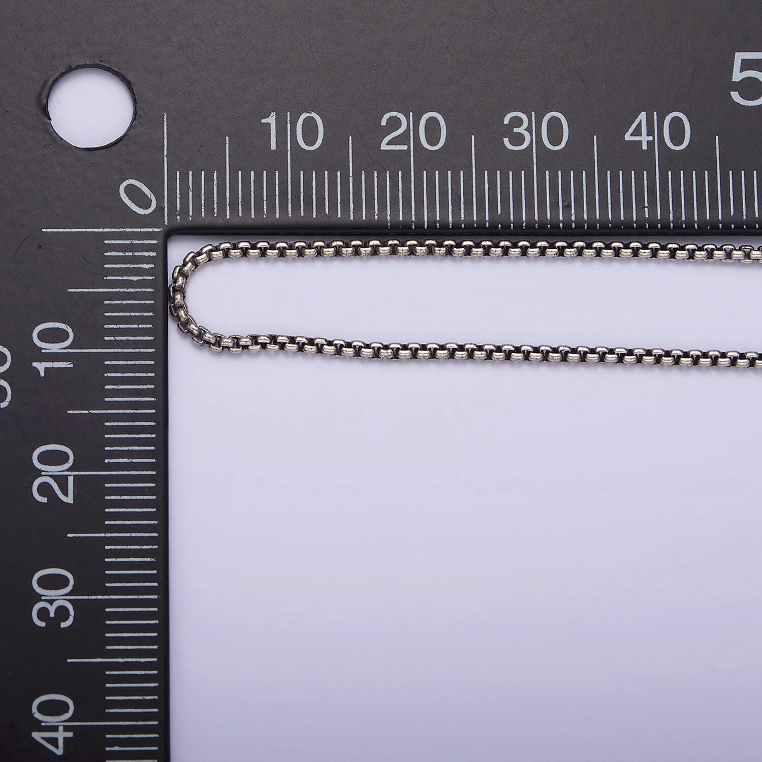 1mm oxidized round box chain necklace 925 sterling silver 15.35 inch + 2 inch extender adjustable chain necklace wa-1963