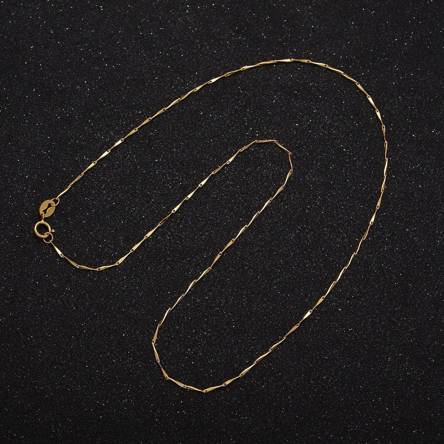 16k gold vermeil s925 sterling silver 1mm dainty horseshoe unique 16 inch chain necklace | wa-1958