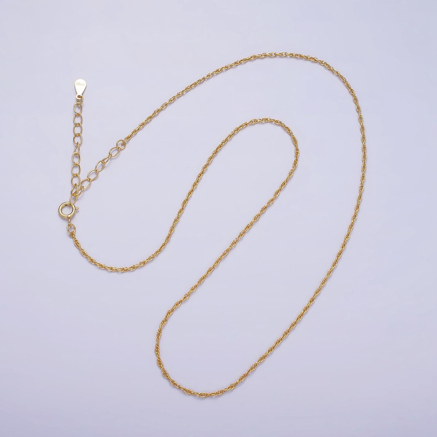 Dainty 24k gold vermeil cable chain necklace 925 sterling silver necklace chain 15.35 inch w/ 2 inch extender | wa1950