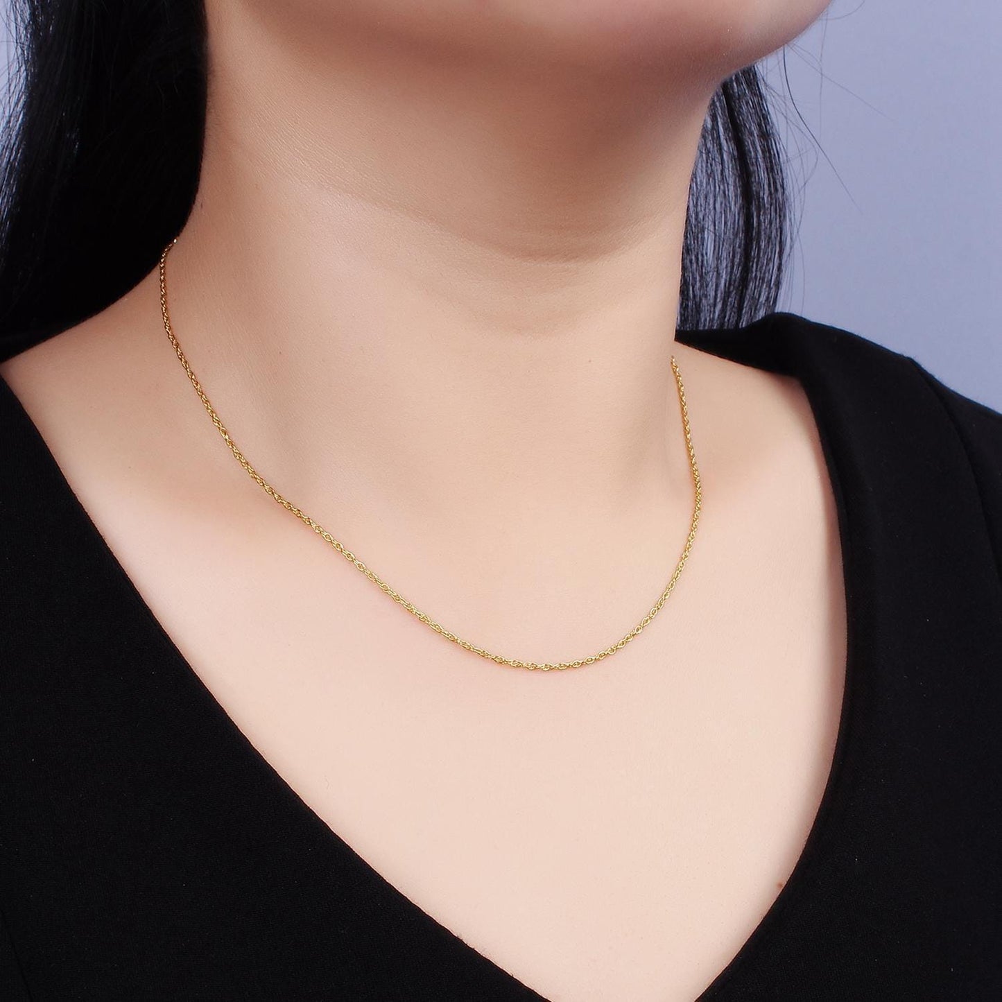 Dainty 24k gold vermeil cable chain necklace 925 sterling silver necklace chain 15.35 inch w/ 2 inch extender | wa1950