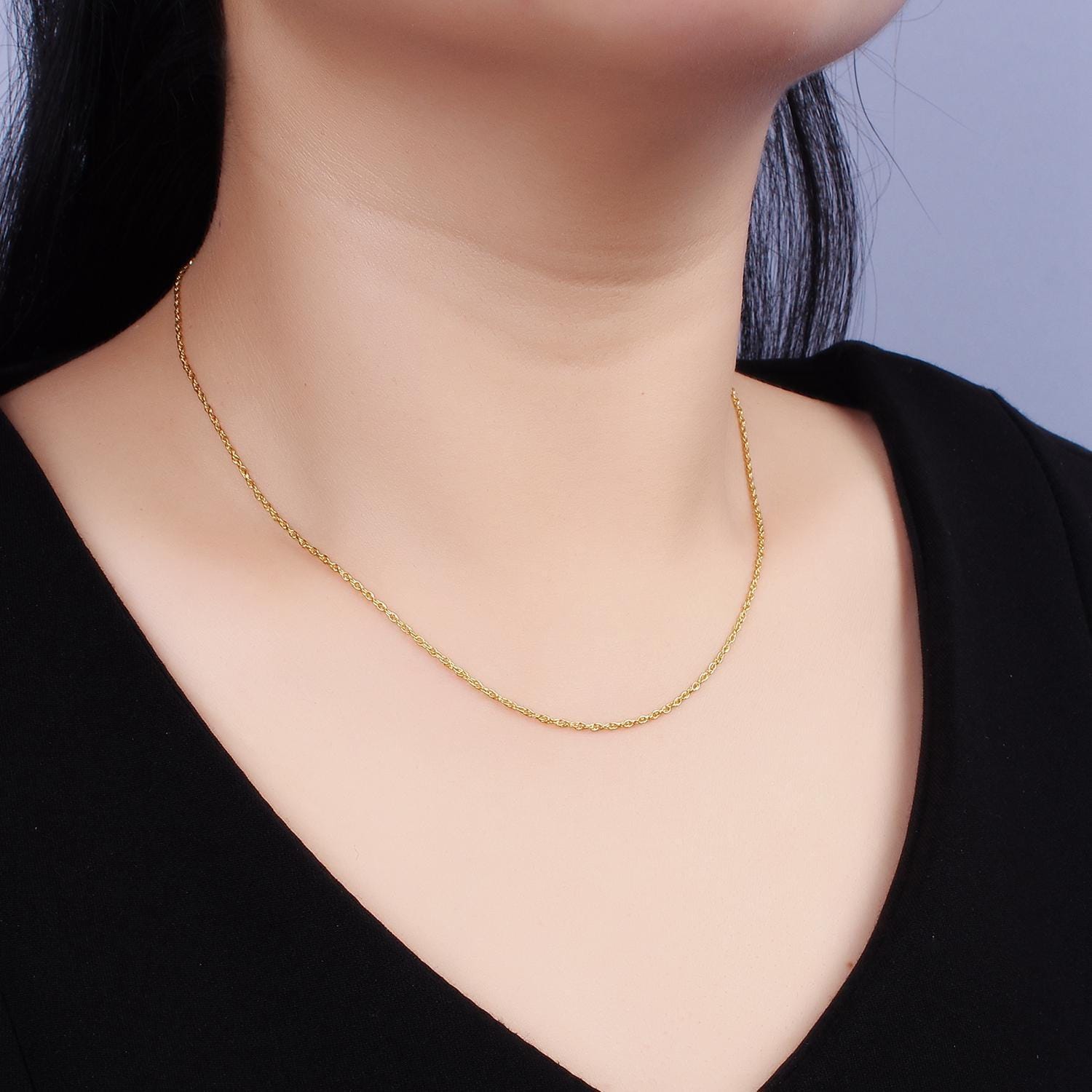 Dainty 24k gold vermeil cable chain necklace 925 sterling silver necklace chain 15.35 inch w/ 2 inch extender | wa1950
