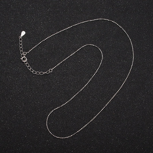 S925 sterling silver 1.5mm dainty bead 15.35 inch chain choker necklace | wa-1945