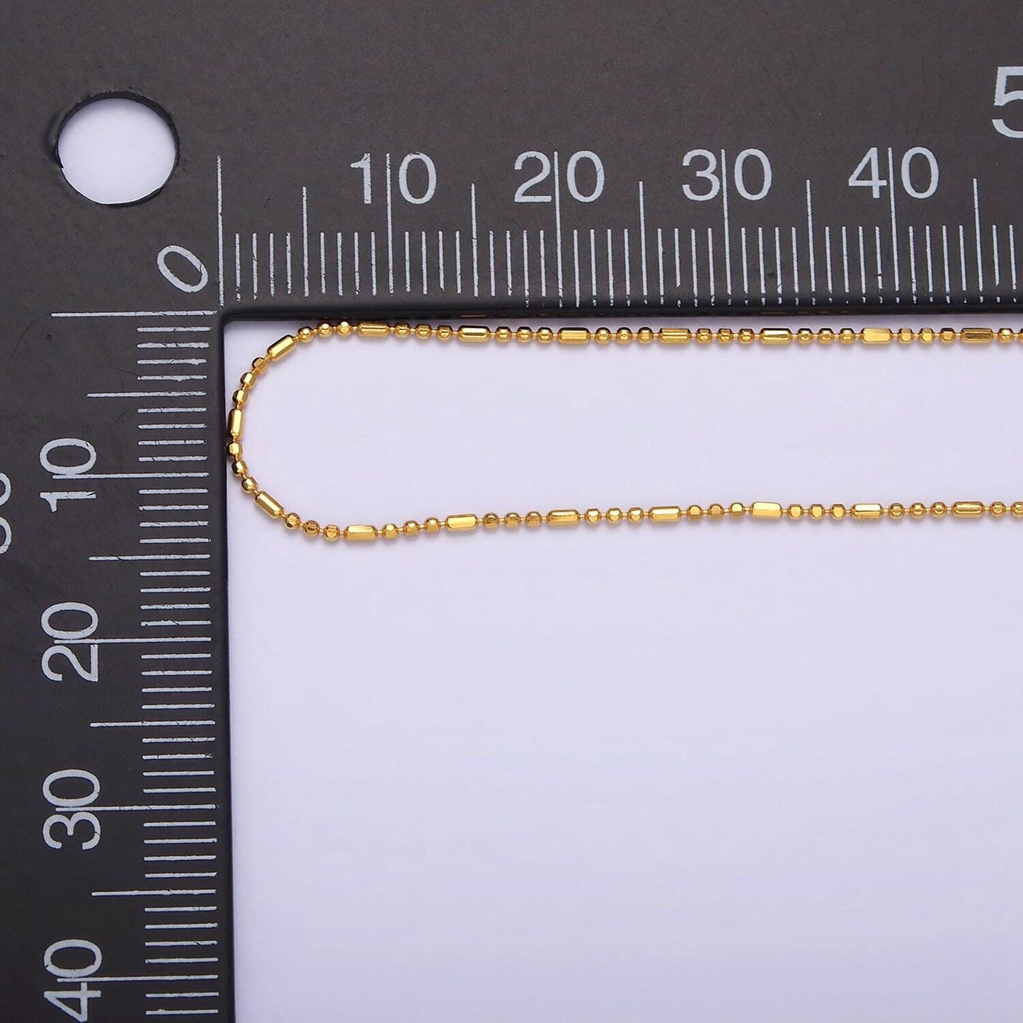 16k gold vermeil s925 sterling silver 0.9mm dainty bead tube 15.5 inch choker chain necklace | wa-1948