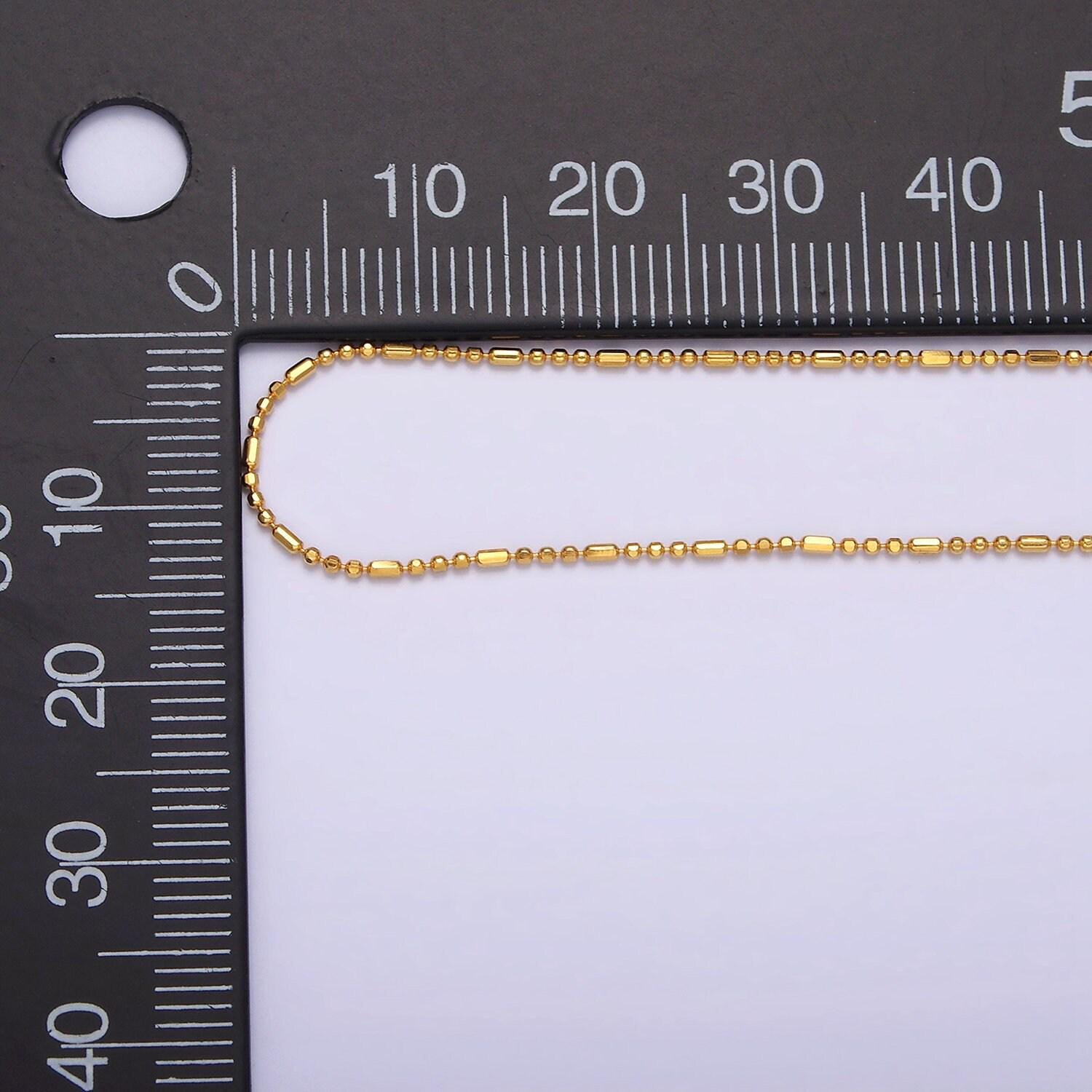 16k gold vermeil s925 sterling silver 0.9mm dainty bead tube 15.5 inch choker chain necklace | wa-1948