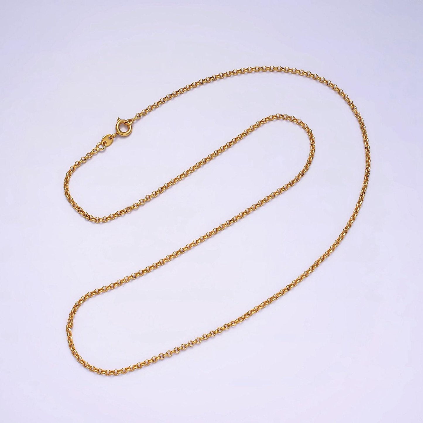24k gold filled 2mm dainty rollo chain 19.75 inch layering necklace | wa-1940