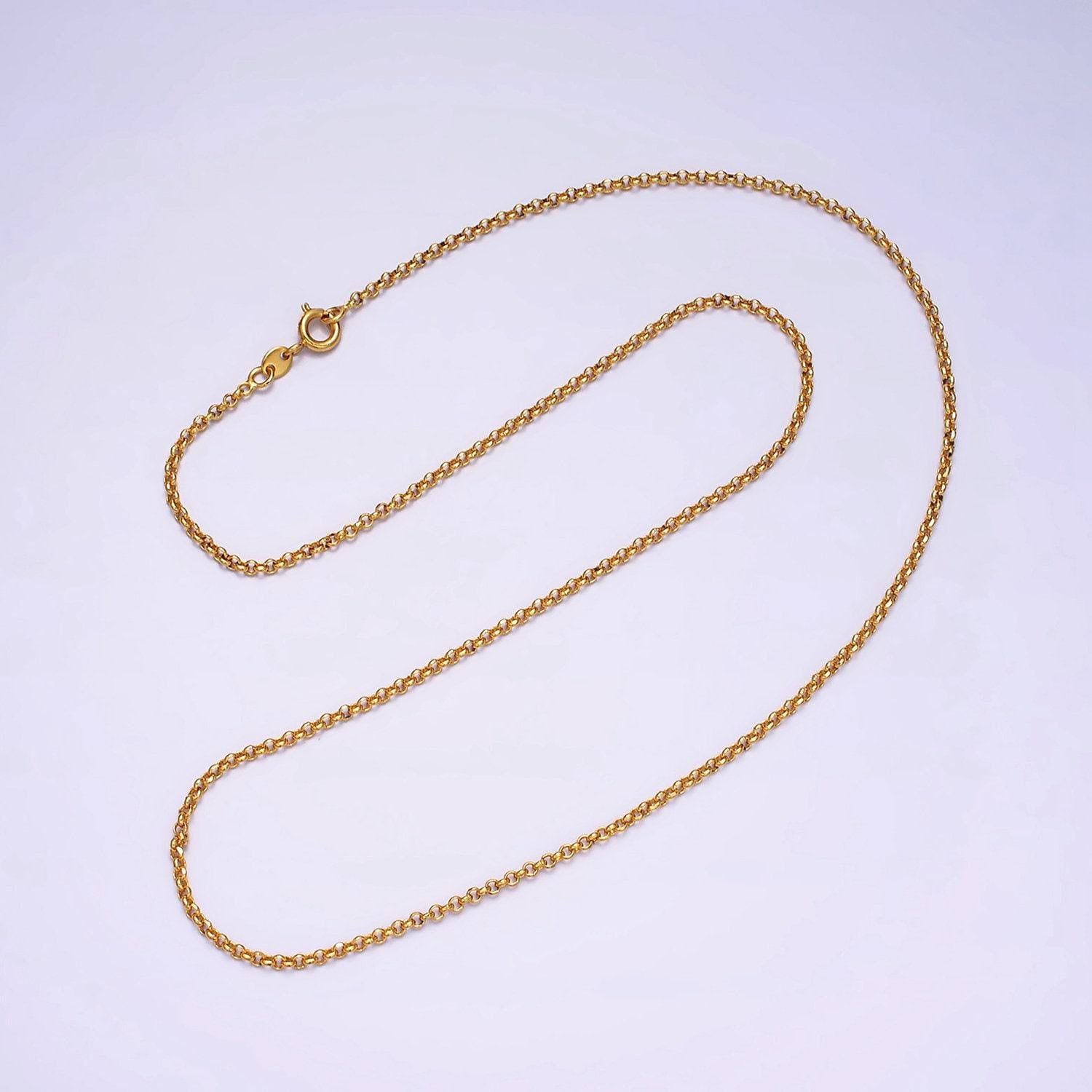 24k gold filled 2mm dainty rollo chain 19.75 inch layering necklace | wa-1940