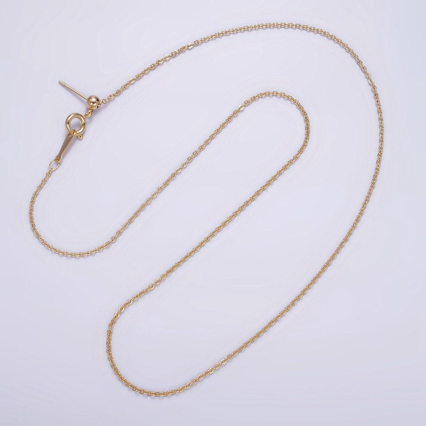 16k gold filled 1.2mm dainty cable 18.5 inch slider chain necklace | wa-1939