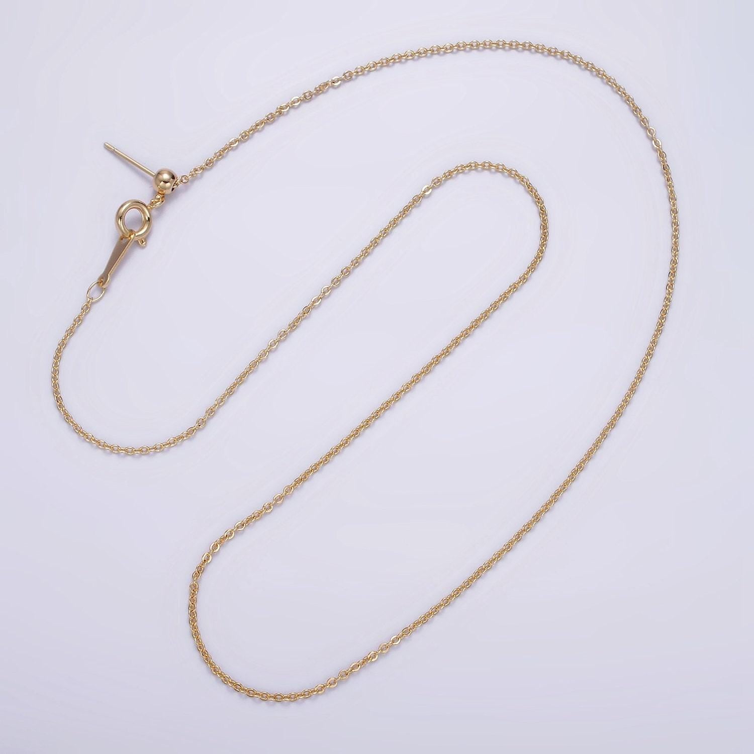 16k gold filled 1.2mm dainty cable 18.5 inch slider chain necklace | wa-1939