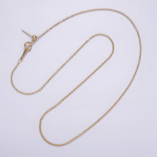 16k gold filled 1.2mm dainty cable 18.5 inch slider chain necklace | wa-1939