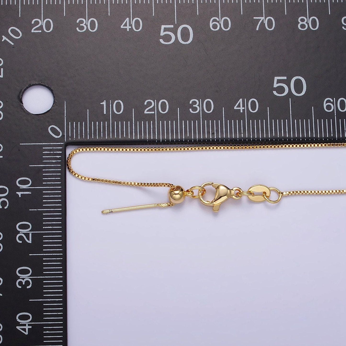 16k gold filled 0.7mm dainty box 18 inch slider chain necklace | wa-1937