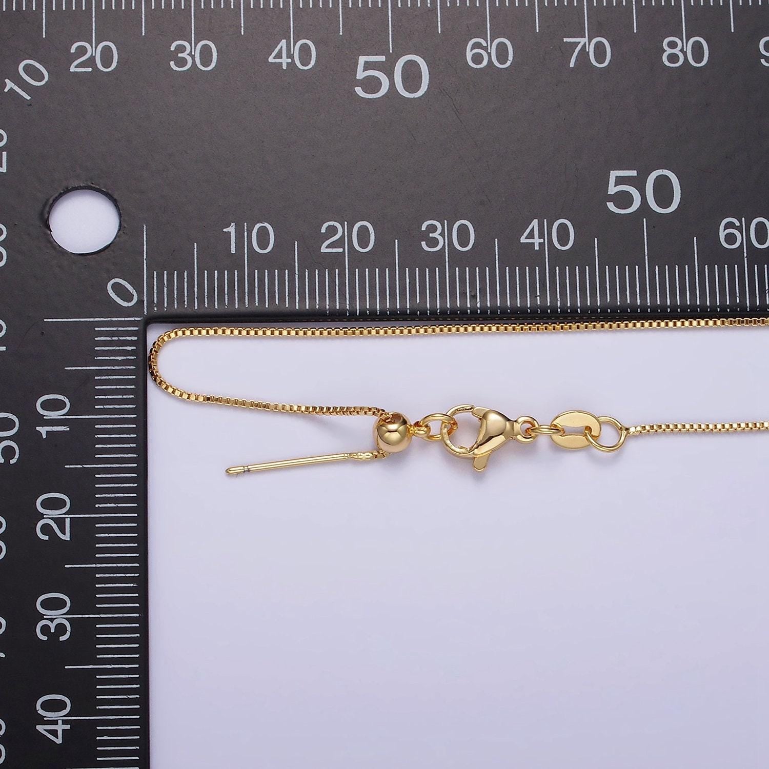 16k gold filled 0.7mm dainty box 18 inch slider chain necklace | wa-1937