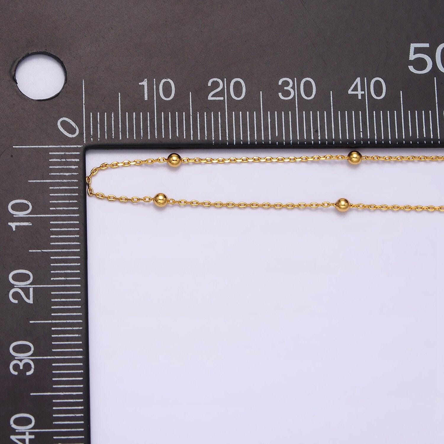24k gold filled 0.5mm dainty satellite beaded cable chain 18 inch layering necklace | wa-1929