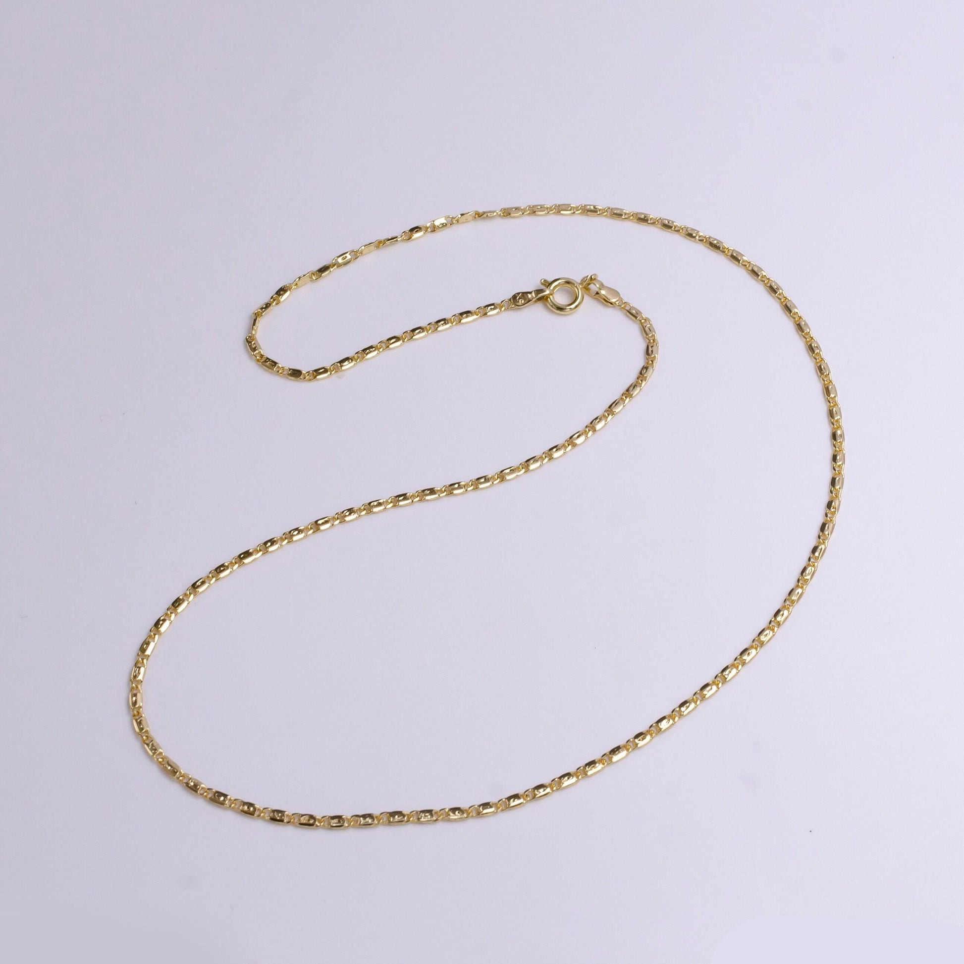 Gold dainty 1.8mm unique dented link 18 inch layering chain necklace | wa-1909