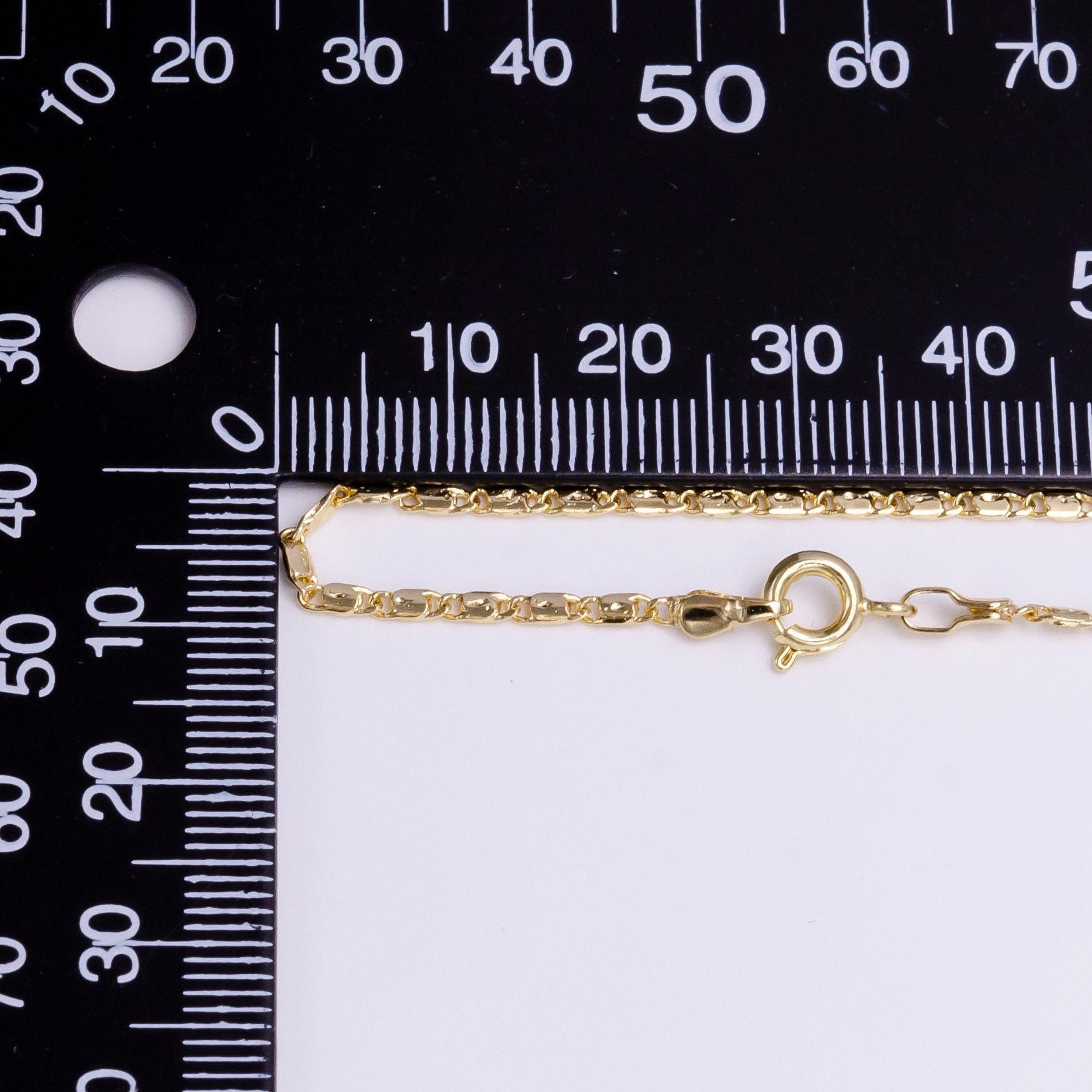 Gold dainty 1.8mm unique dented link 18 inch layering chain necklace | wa-1909