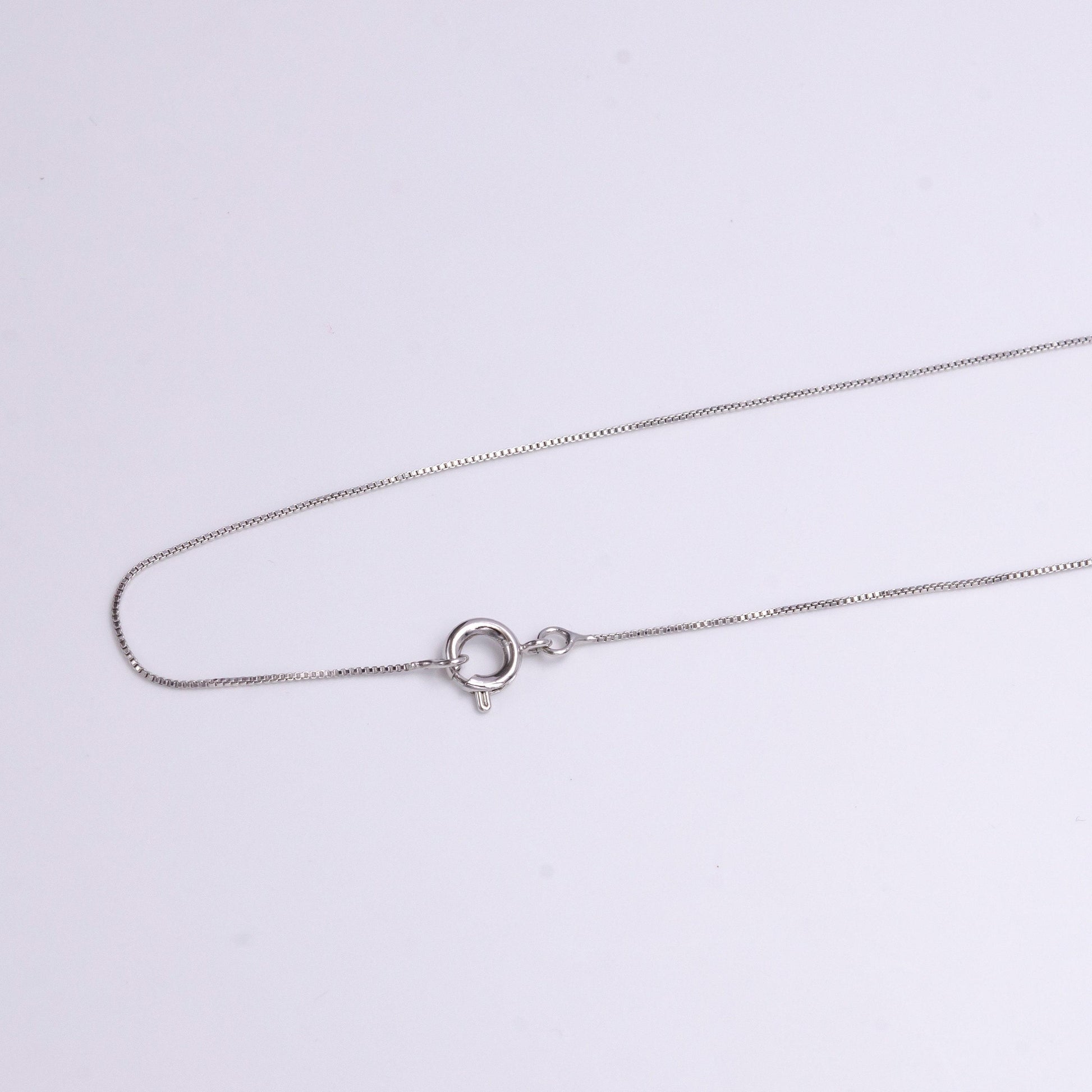 White gold filled 0.5mm dainty box chain 17.5 inch chain necklace | wa-1908