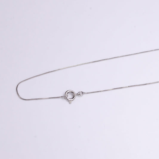 White gold filled 0.5mm dainty box chain 17.5 inch chain necklace | wa-1908