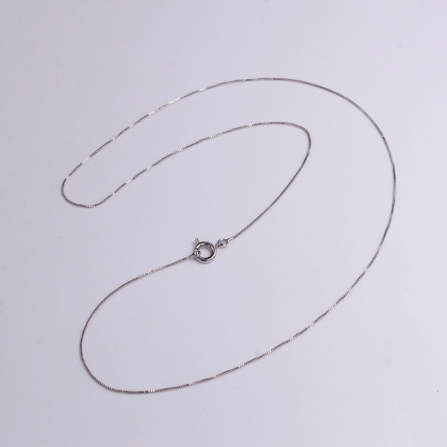 White gold filled 0.5mm dainty box chain 17.5 inch chain necklace | wa-1908
