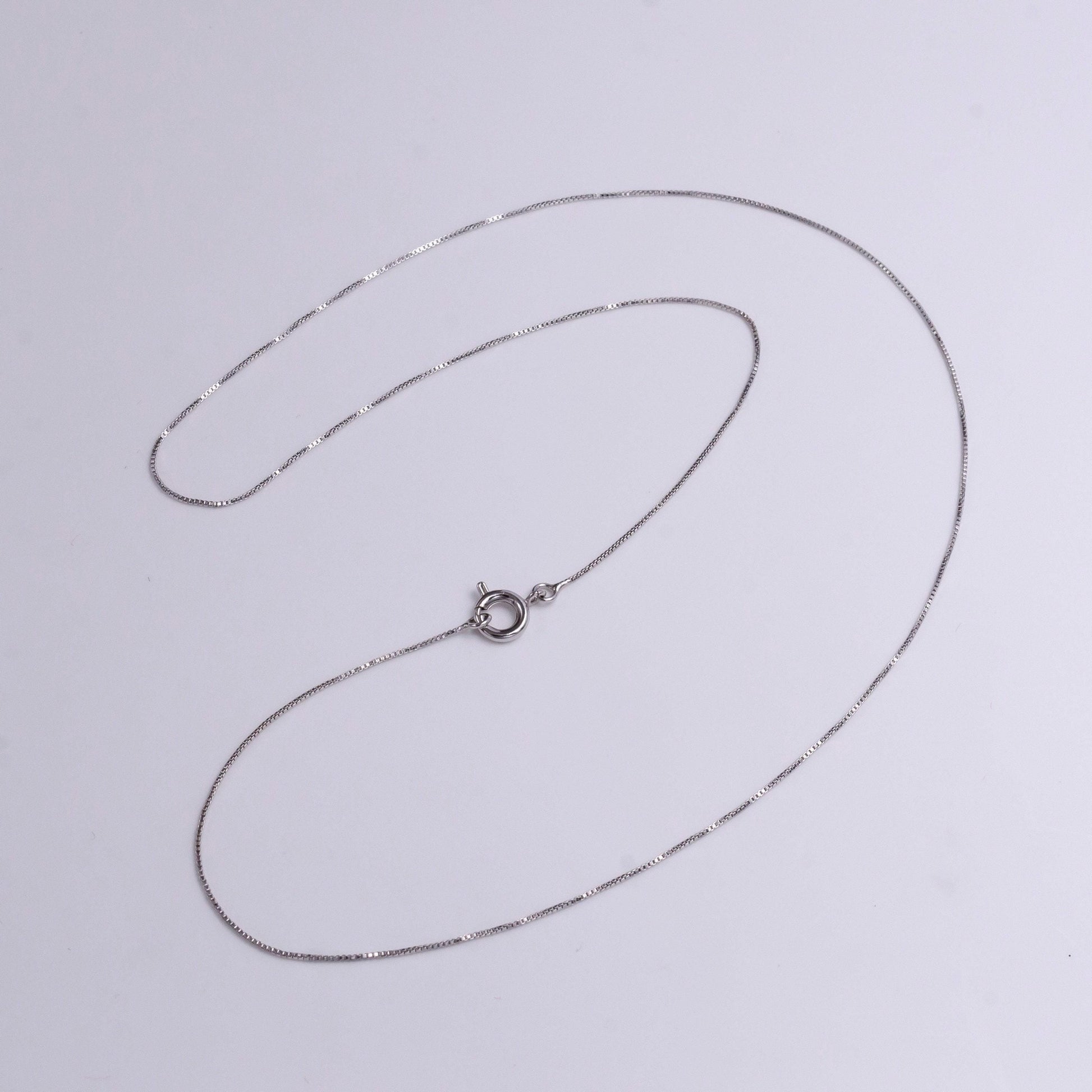 White gold filled 0.5mm dainty box chain 17.5 inch chain necklace | wa-1908