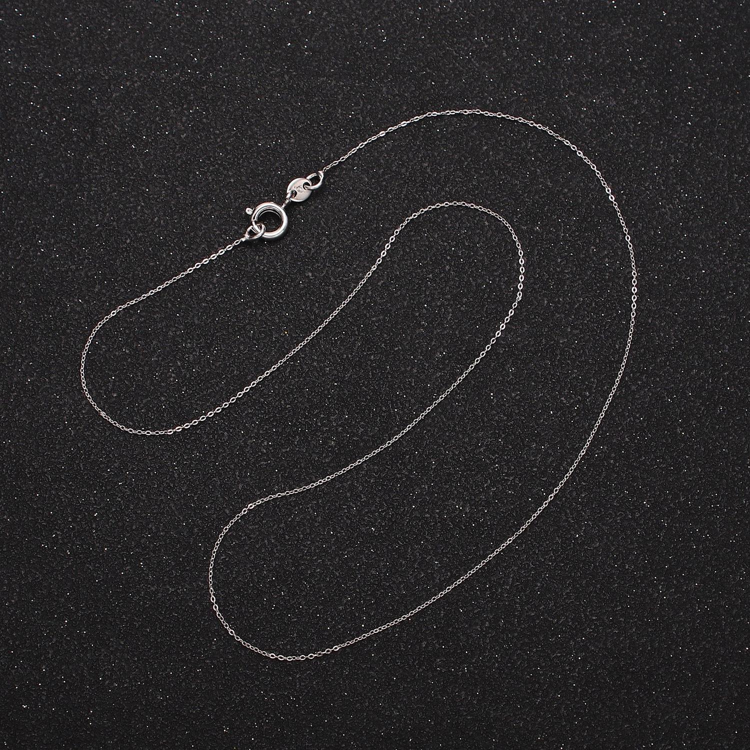 Fine silver chain necklace .50mm cable chain necklace 15.5 inch length choker necklace for her wa1877