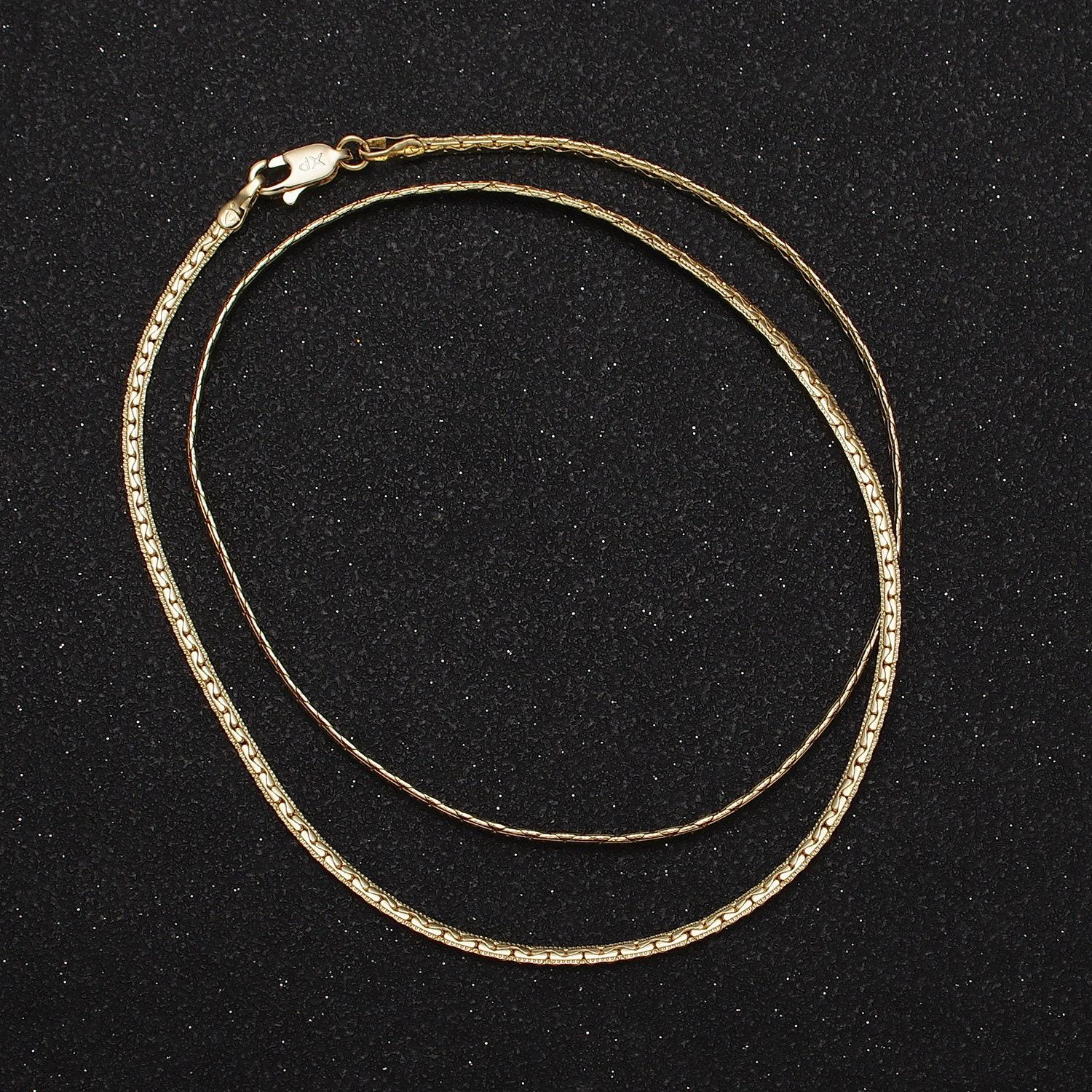 1pc 17.5'' ready to use 14k gold filled herringbone necklace chain, layer snake chain necklace pendant charm jewelry making supply wa1875