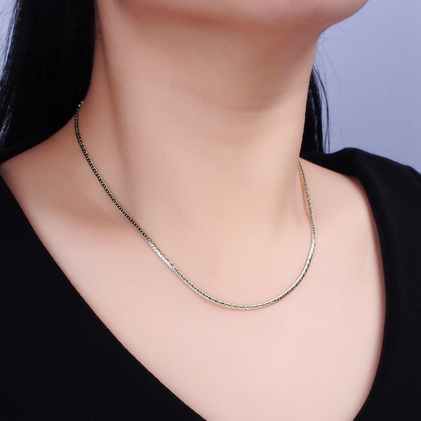 1pc 17.5'' ready to use 14k gold filled herringbone necklace chain, layer snake chain necklace pendant charm jewelry making supply wa1875