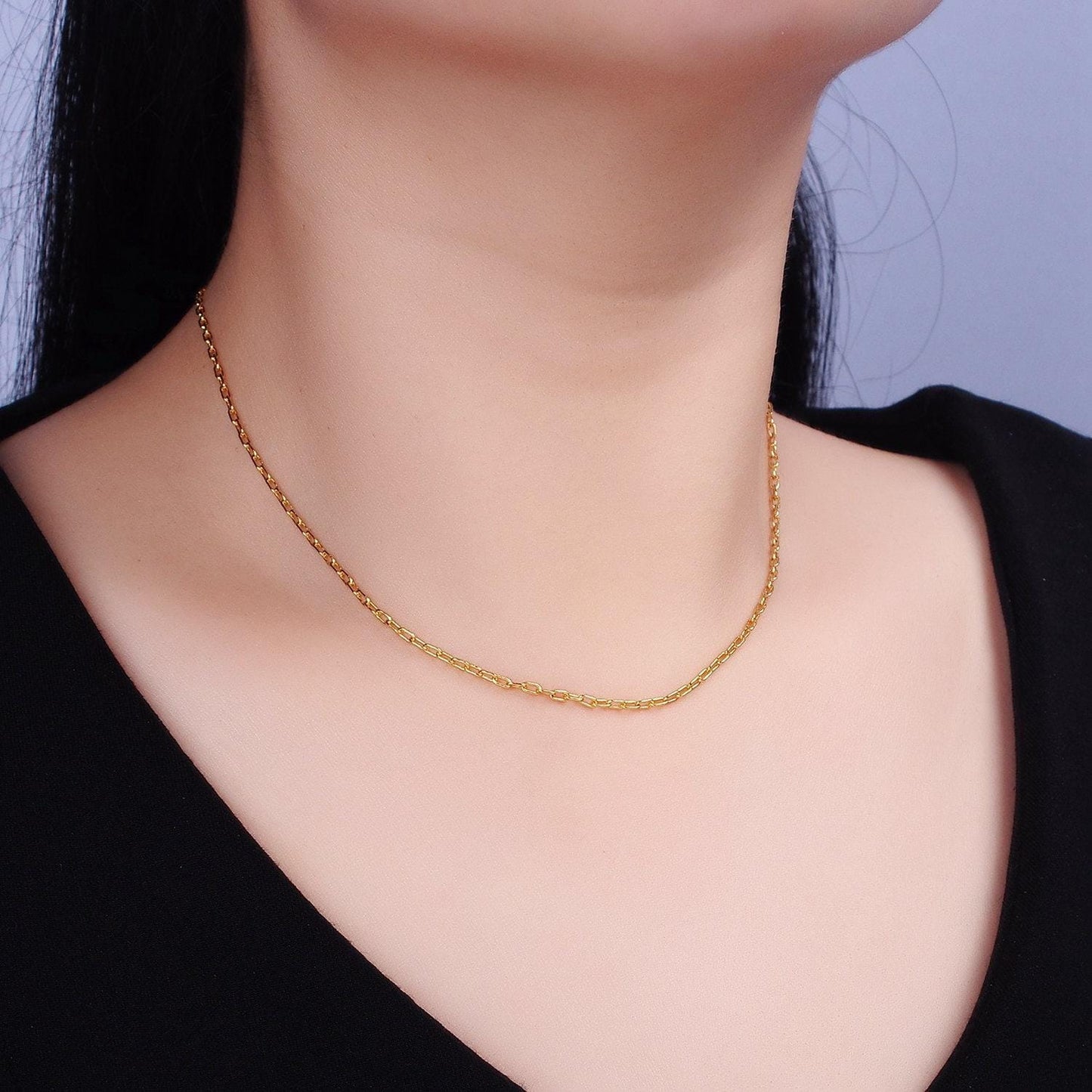 24k gold filled 1.8mm dainty paper clip chain for wholesale clip chains and jewelry making supplies findings wa1873